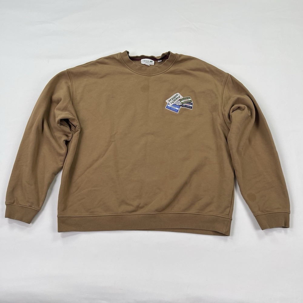 Lacoste Brown Loose Fit Sport Cotton Badge Detail Jogger Sweatshirt Size XL